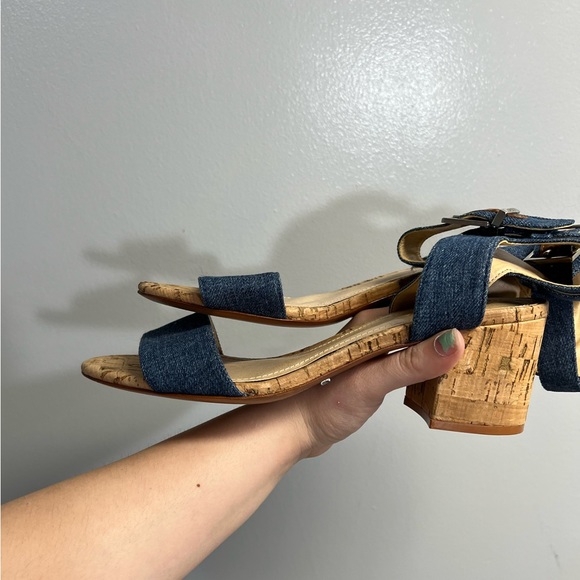 Schultz Denim Strappy Ankle Block Heel Sandal - 8.5 No Box - Picture 3 of 7
